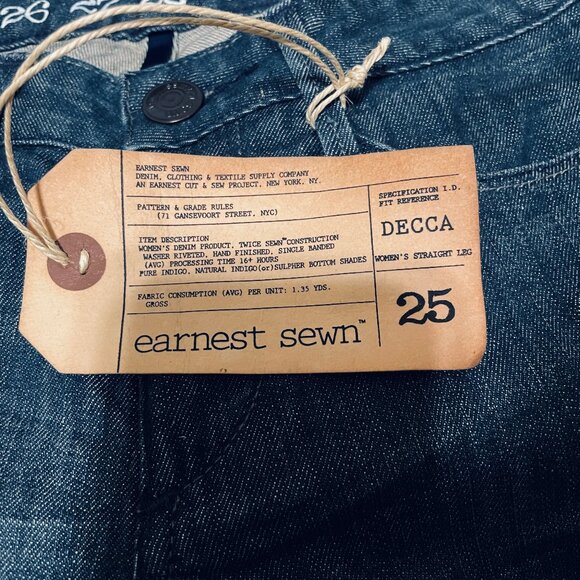 NEW with tags Earnest Sewn Skinny Jeans 25 Decca 28X33 low rise dark wash denim - Picture 5 of 8